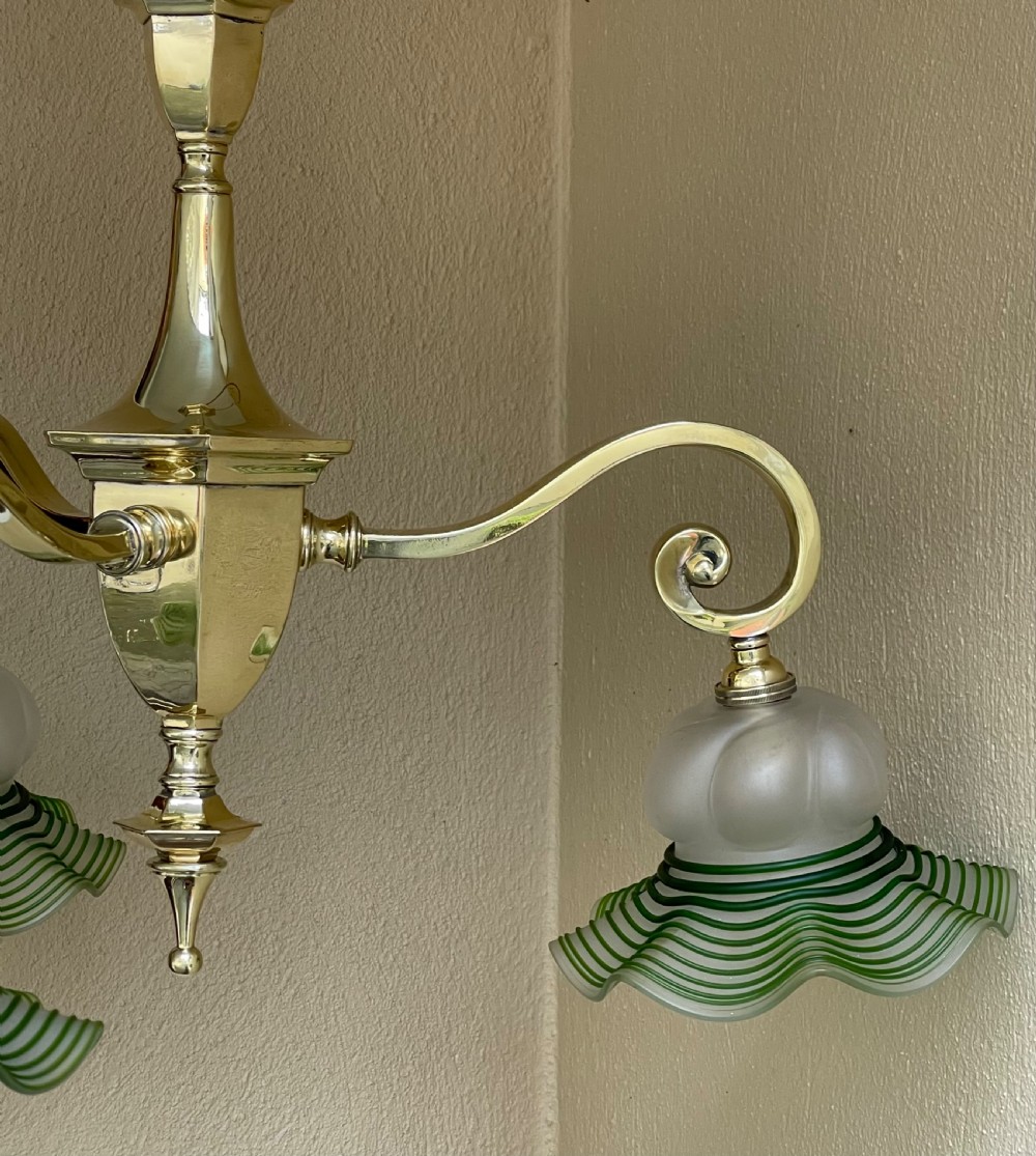 Early 20th Century Brass Chandelier, Registered Design View V