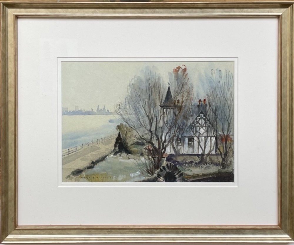 Watercolour of Mother Redcaps, Wirral by John Hobson Nicholson 