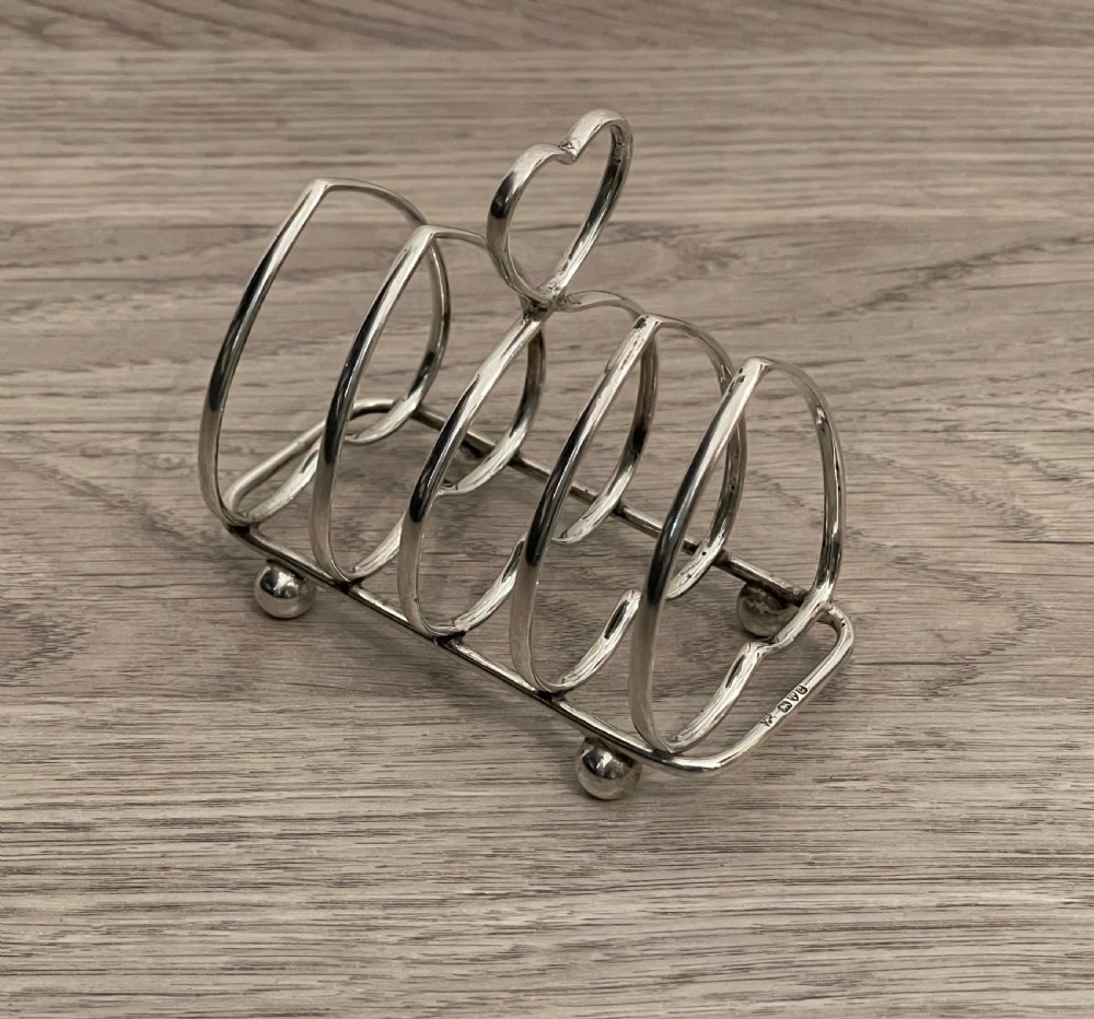 Edwardian Heart Shaped Toast Rack, Chester 1903