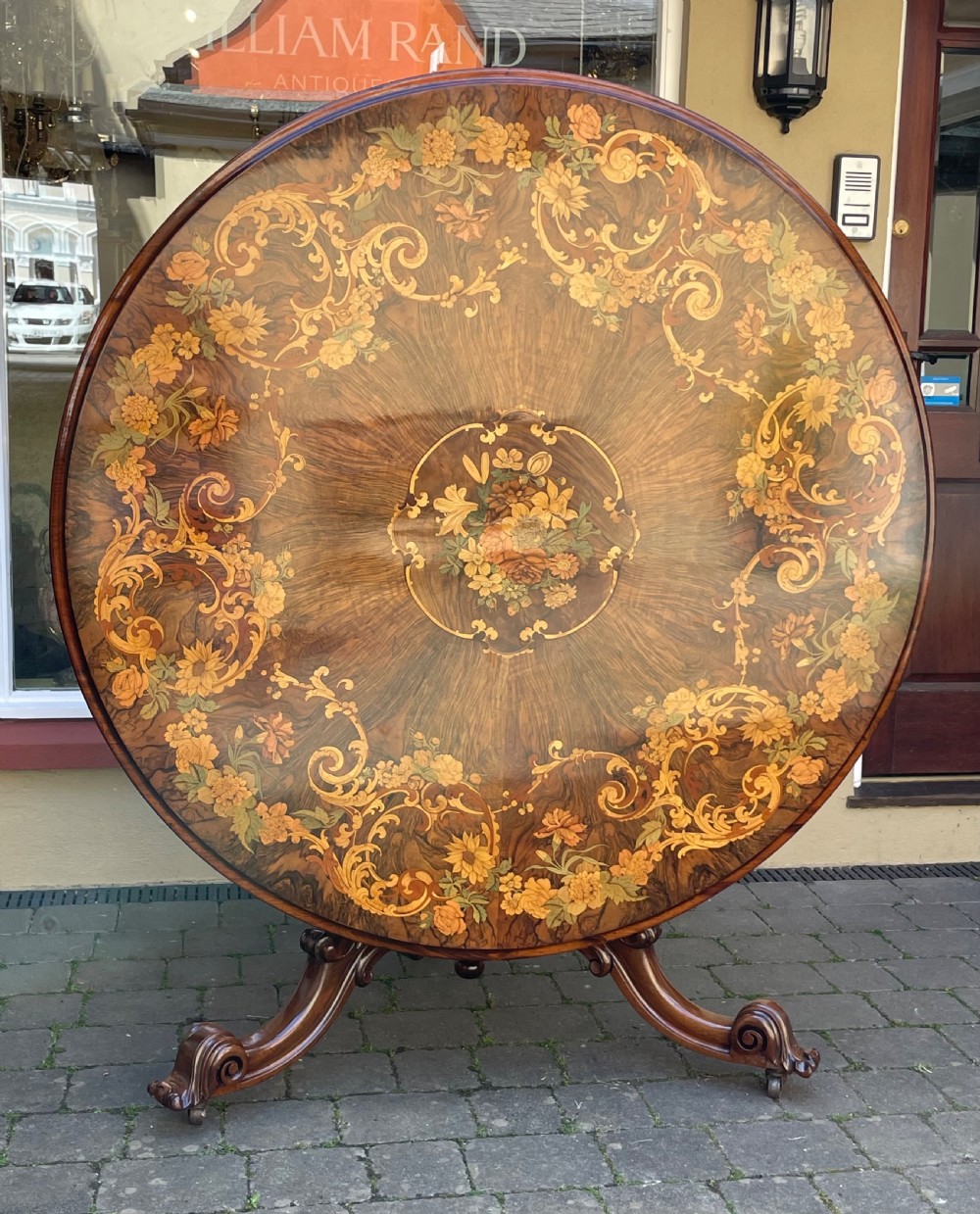 Victorian Burr Walnut Marquetry Centre Dining Table