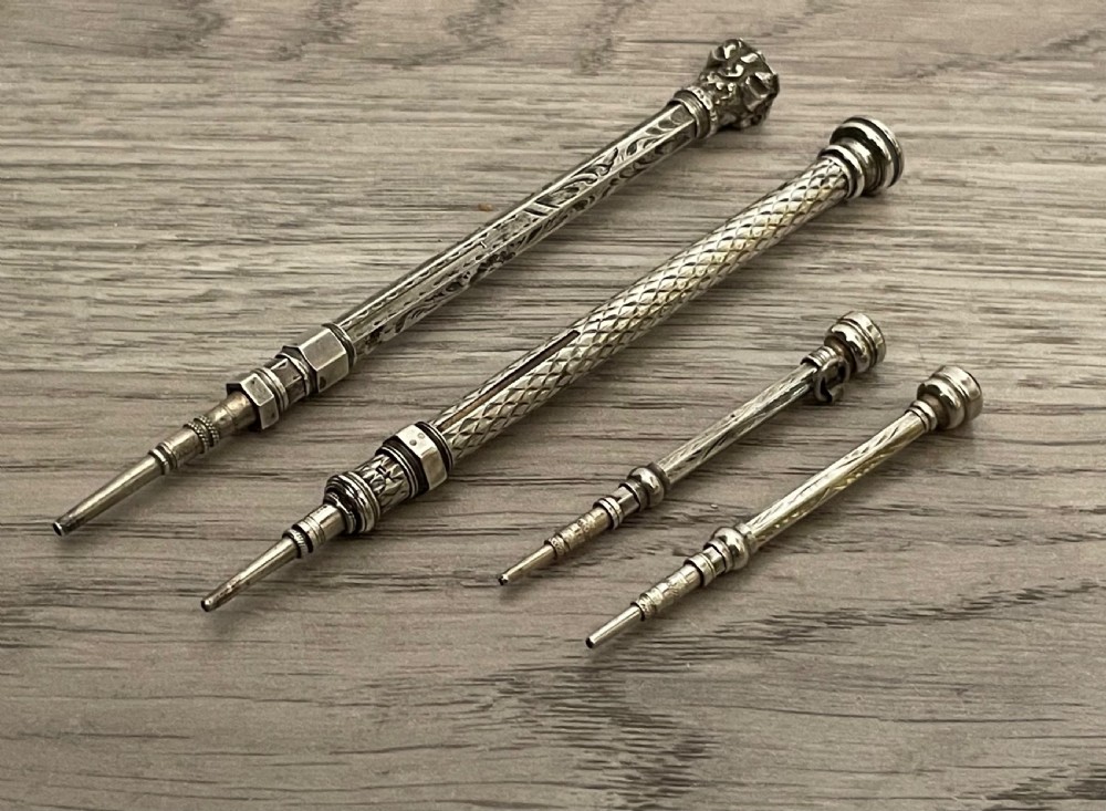 Collection of Victorian Silver Mechanical Propelling Pencils