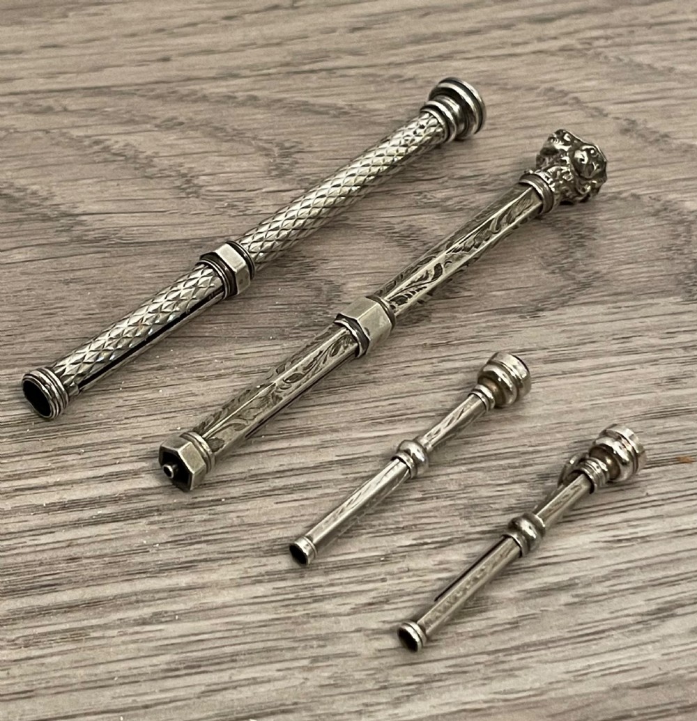 Collection of Victorian Silver Mechanical Propelling Pencils View II