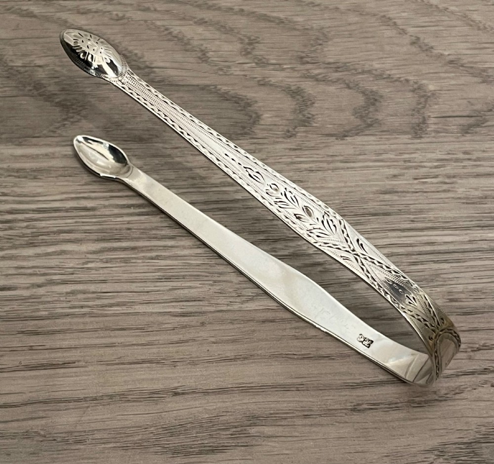 Good Pair George III Silver Sugar Tongs by Hester Bateman 