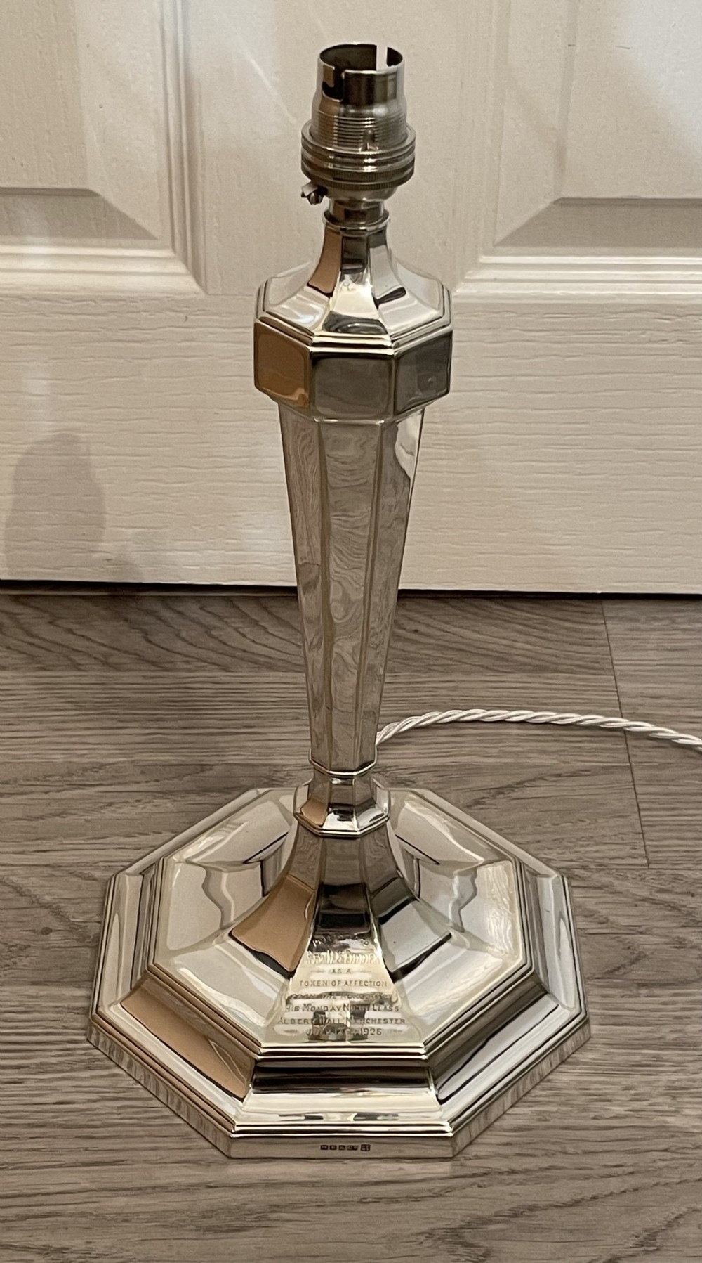 Quality George V Silver Plated Table Lamp