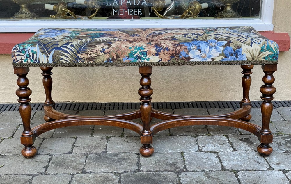 William And Mary Style Walnut Double Stool