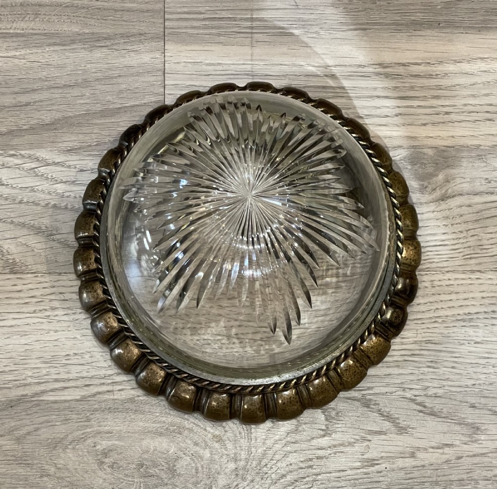 Super quality Early 20th Century Bronze and Cut Glass Ceiling Light View III