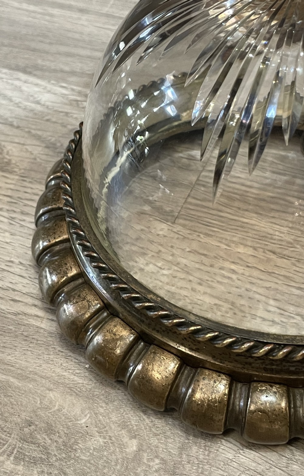 Super quality Early 20th Century Bronze and Cut Glass Ceiling Light View IV