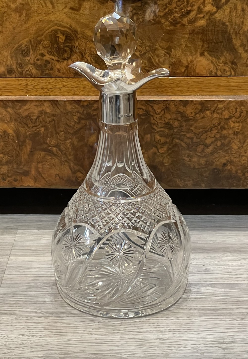 George V Silver Topped and Cut Glass Decanter, 1931