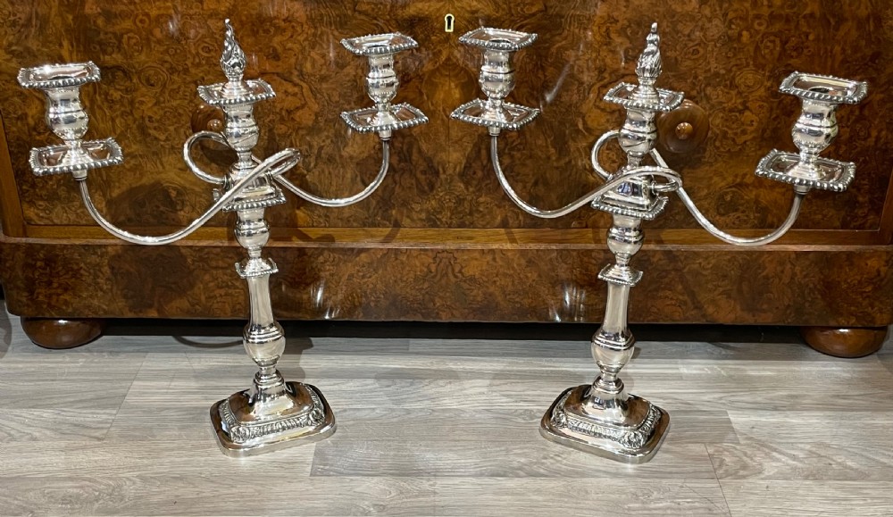 Impressive Pair of Sterling Silver Candelabra 