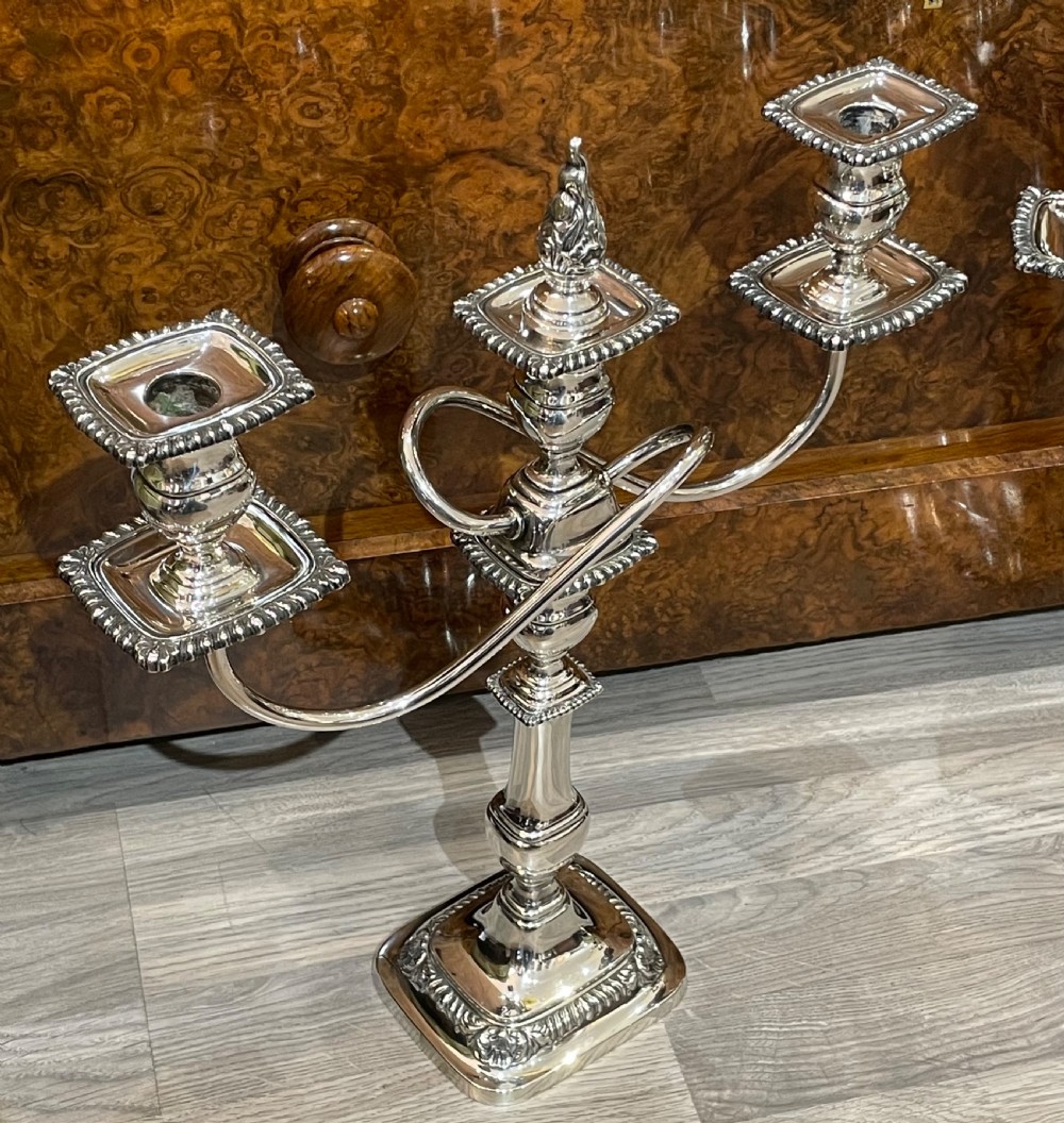 Impressive Pair of Sterling Silver Candelabra  View II