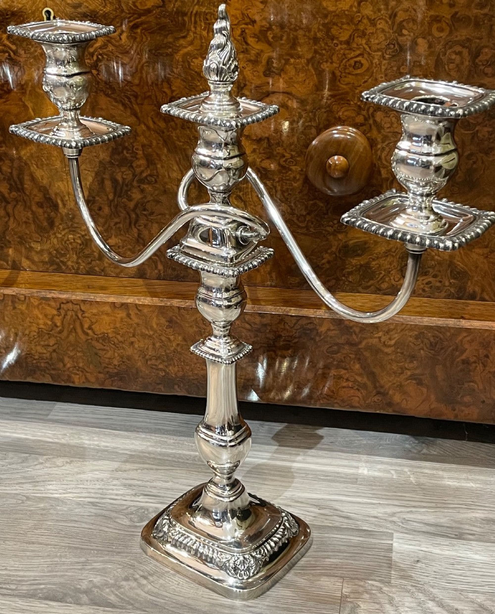 Impressive Pair of Sterling Silver Candelabra  View III