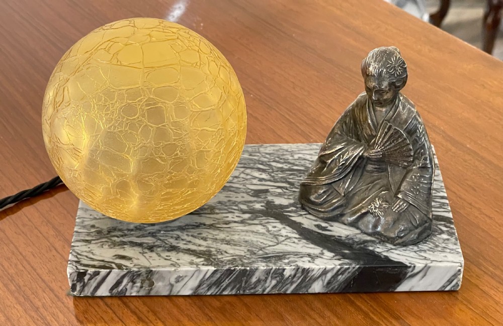 French Art Deco Spelter Mood Lamp, Geisha View II
