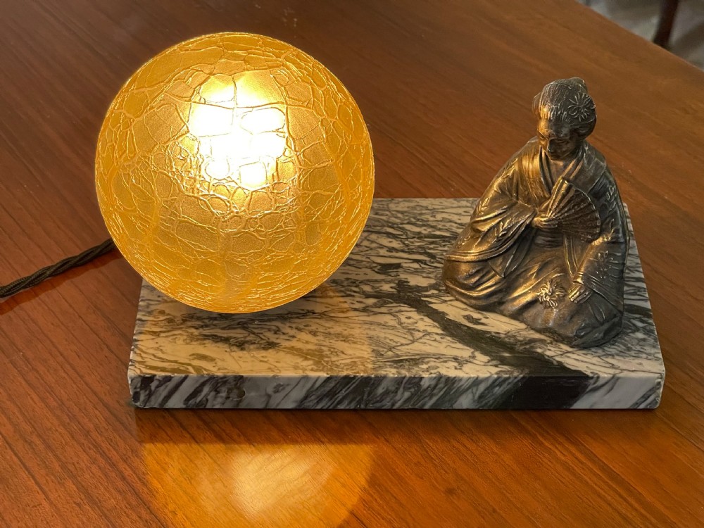French Art Deco Spelter Mood Lamp, Geisha View III