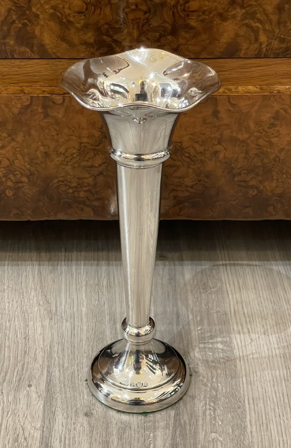 Tall Edwardian Solid Silver Flower Vase