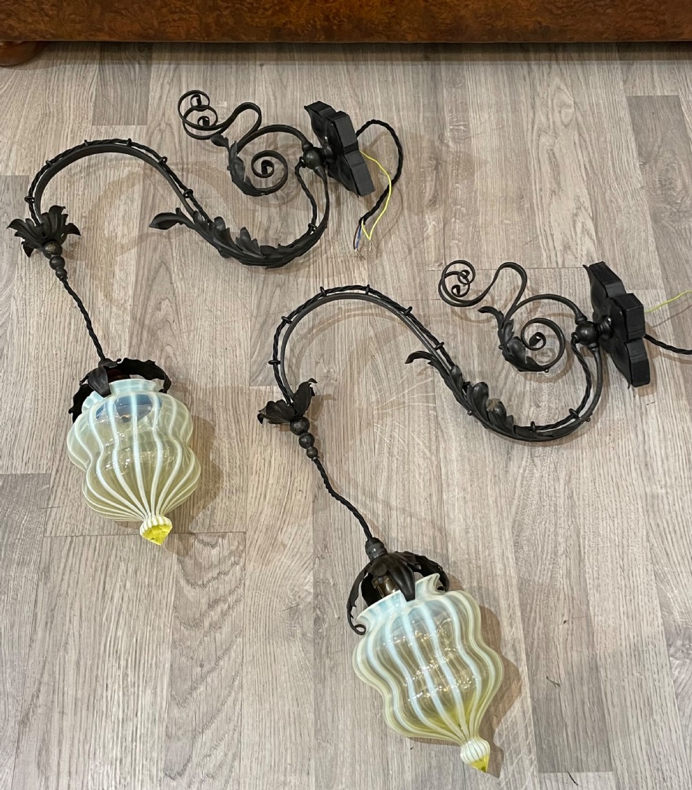 Pair of Arts and Crafts Wall Lights in Manner of WAS Benson