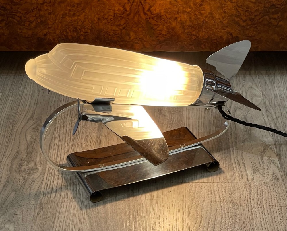 Art Deco Style Novelty Chrome Table Desk Lamp View V