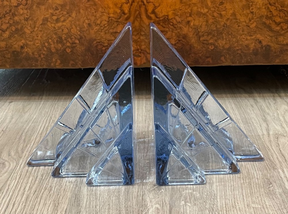 Rare Pair of Art Deco Bagley & Co Glass Bookends