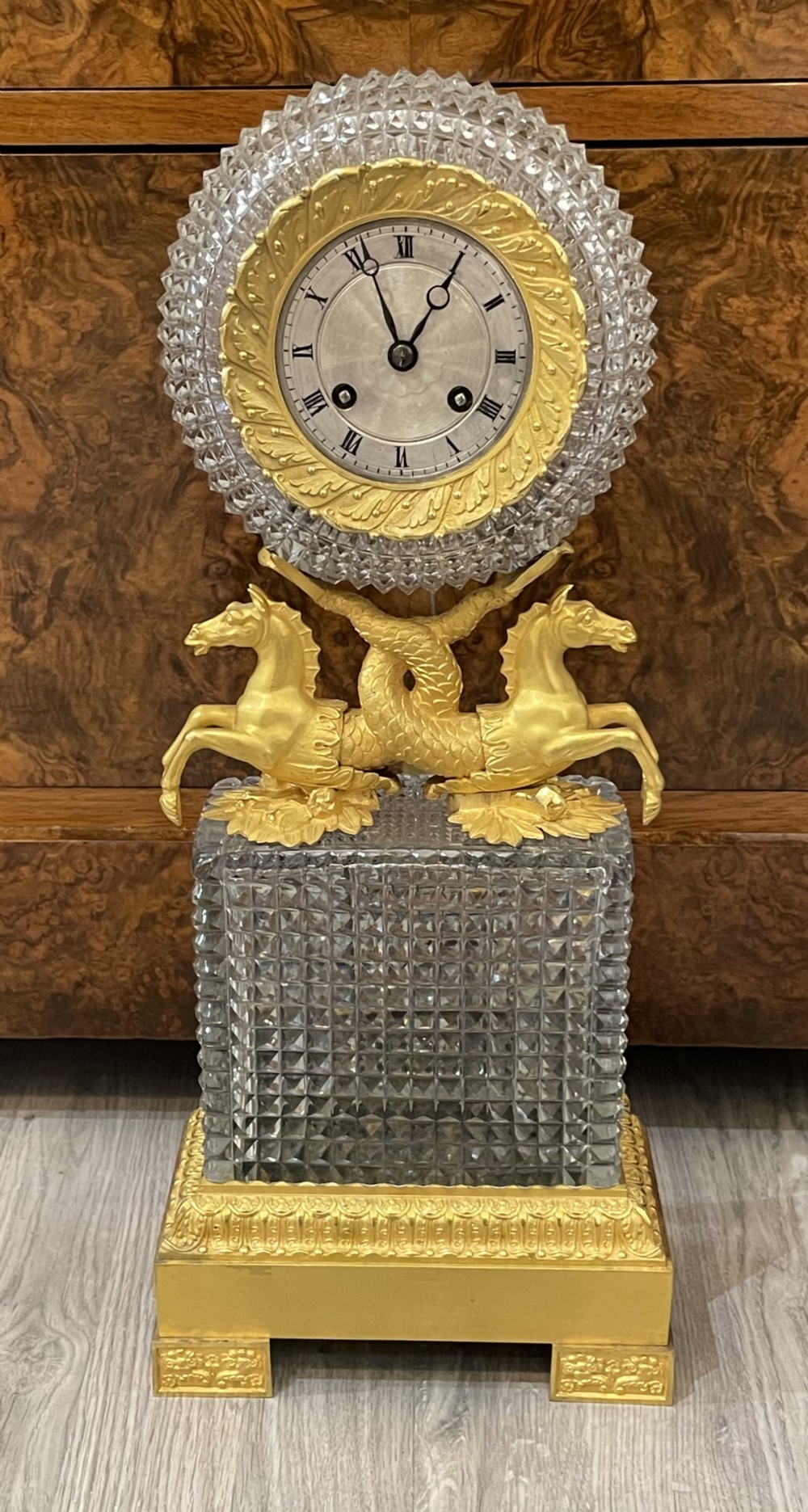 Stunning Charles X Ormolu and Cut Glass Clock