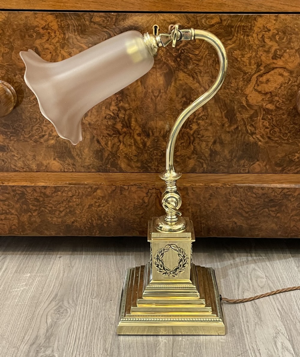 Edwardian Brass Desk Table Lamp