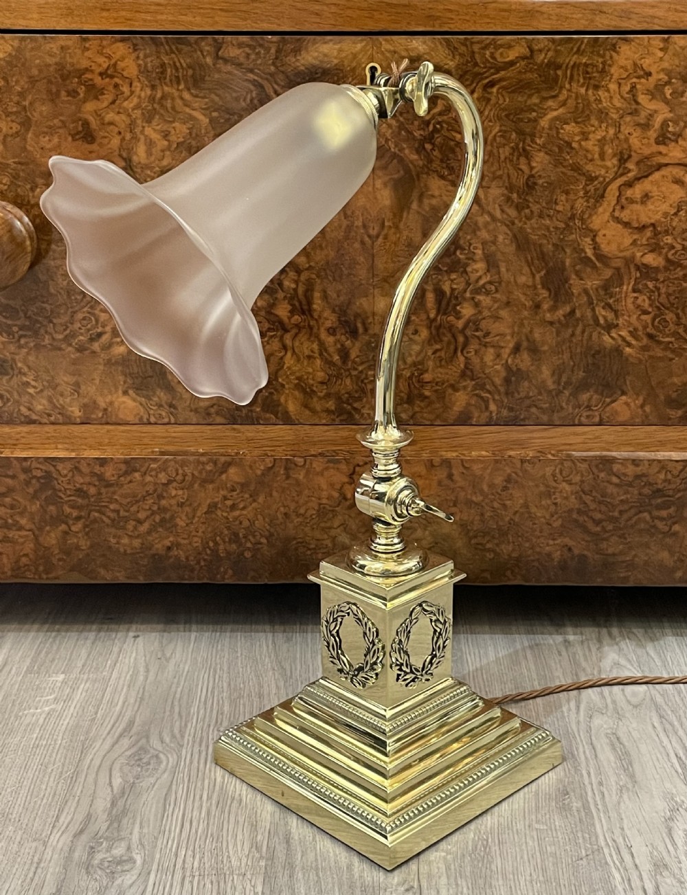 Edwardian Brass Desk Table Lamp View III