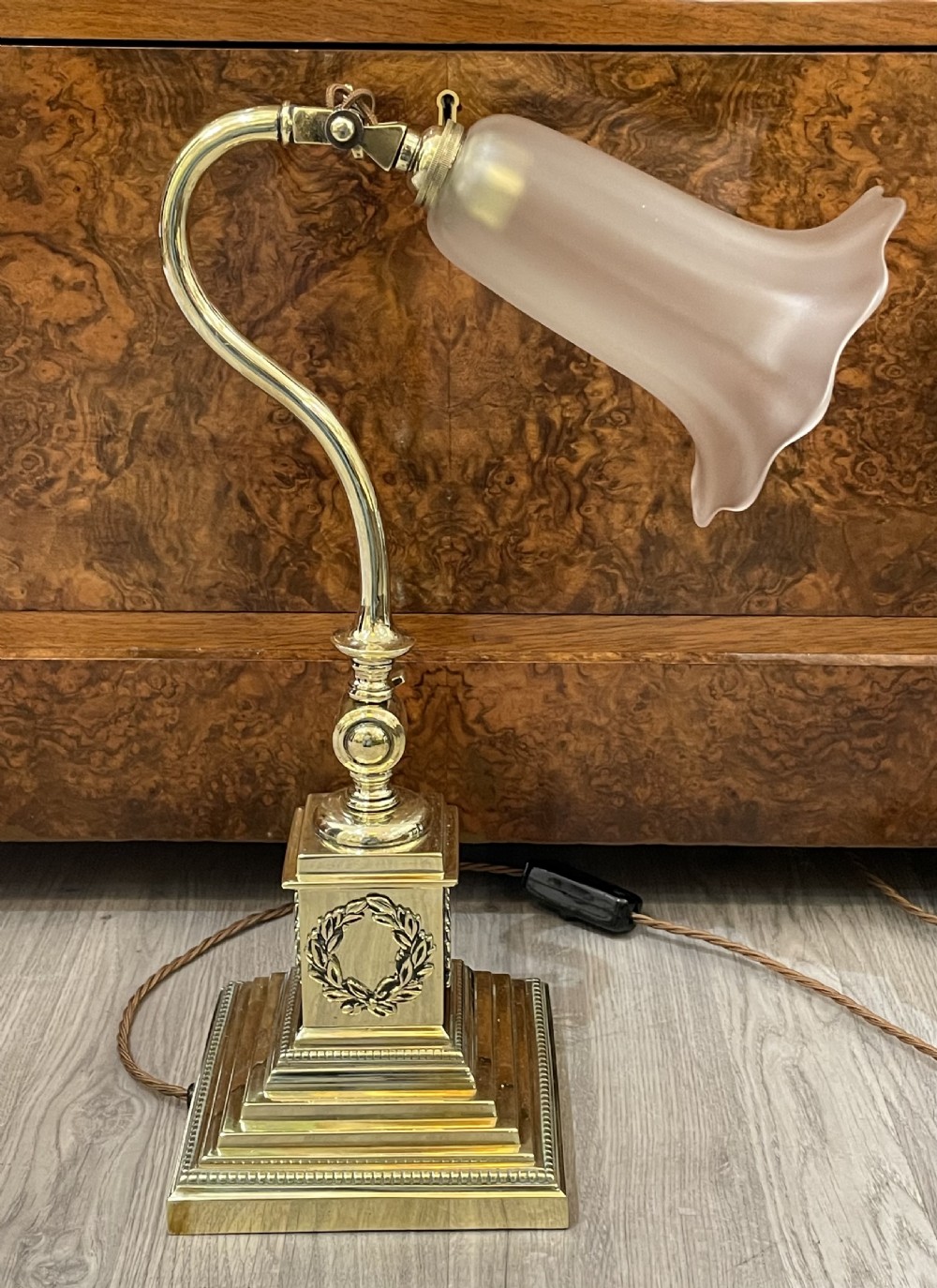 Edwardian Brass Desk Table Lamp View V