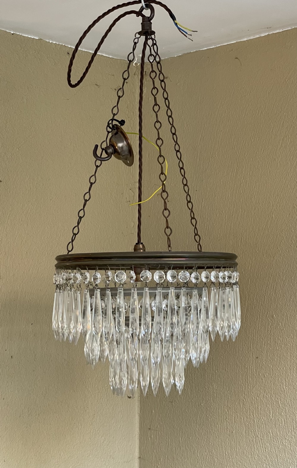 Early 20th Century Three Tier Waterfall Chandelier