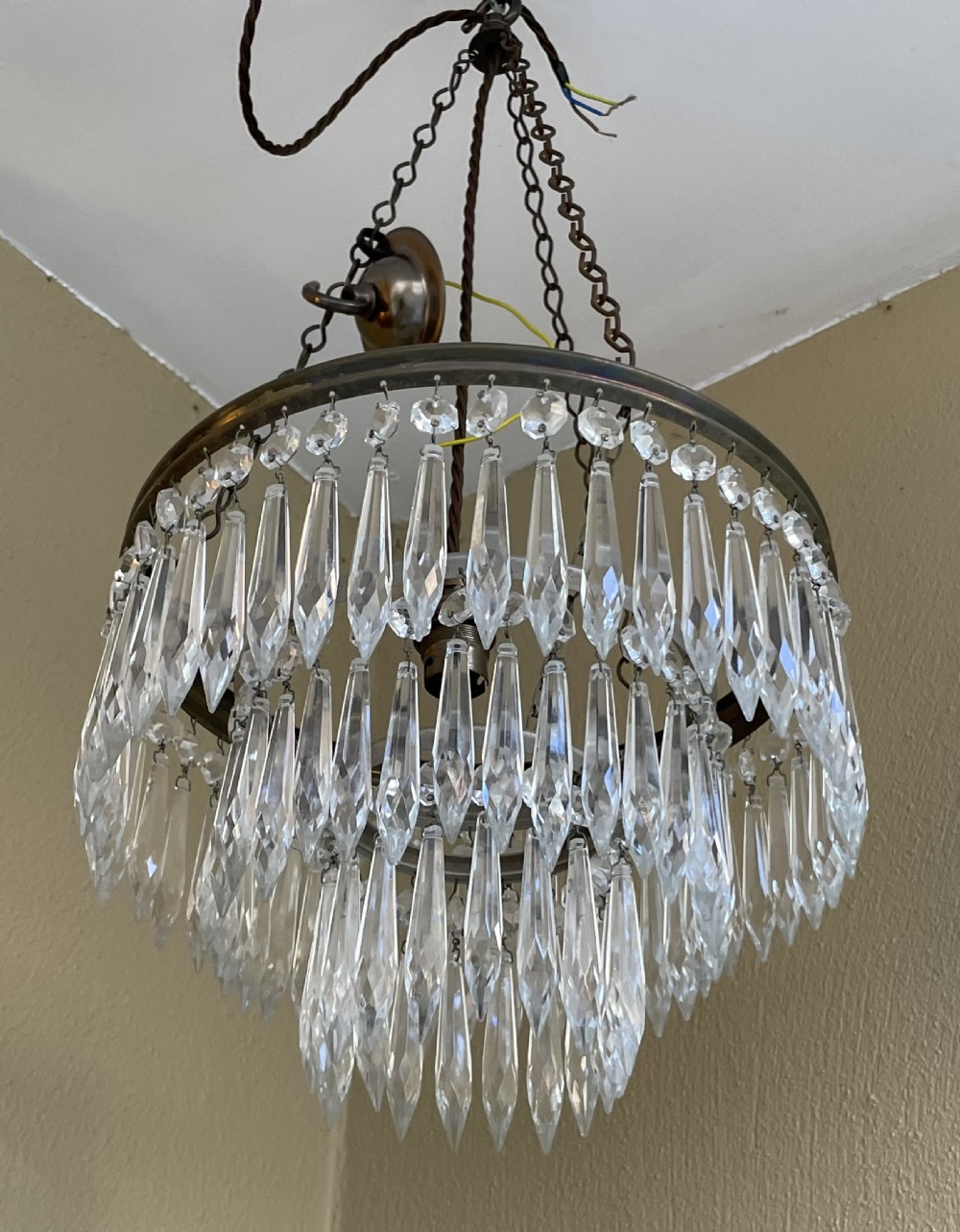 Early 20th Century Three Tier Waterfall Chandelier View IV