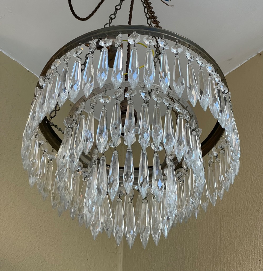 Early 20th Century Three Tier Waterfall Chandelier View V