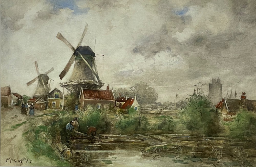 Saw Mills, Dordrecht watercolour by John Ernest Aitken View III