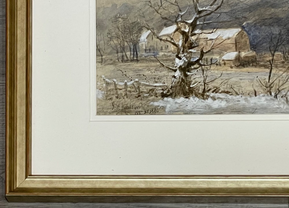 Winter Landscape Nr Sheffield, Watercolour by Joseph Haslam Hawksworth (1827-1908) View II