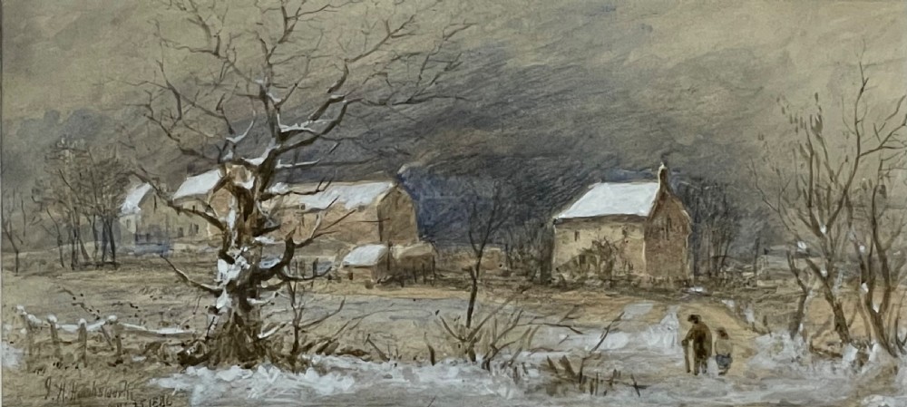 Winter Landscape Nr Sheffield, Watercolour by Joseph Haslam Hawksworth (1827-1908) View III