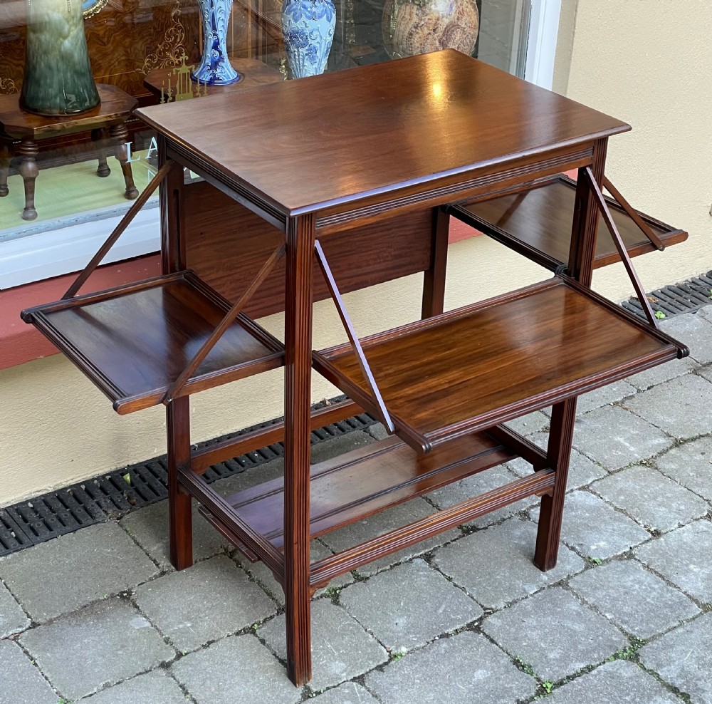 Edwardian Walnut Tea Table, Campaign Style