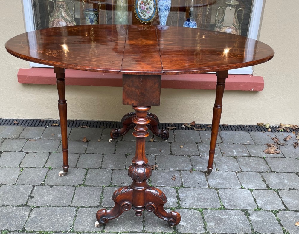 Quality Victorian Burr Walnut Marquetry Sutherland Table View IV