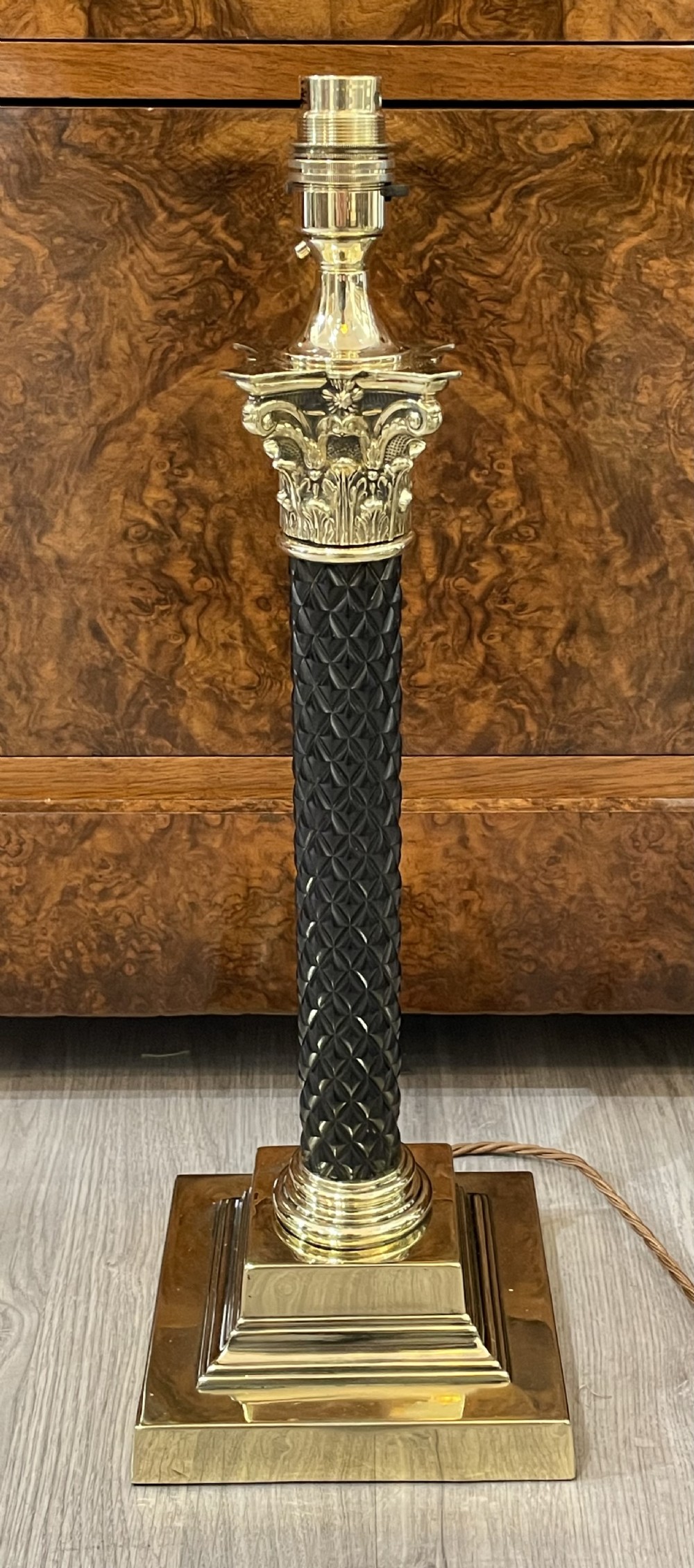 Stunning Edwardian Brass and Ebony Table Lamp