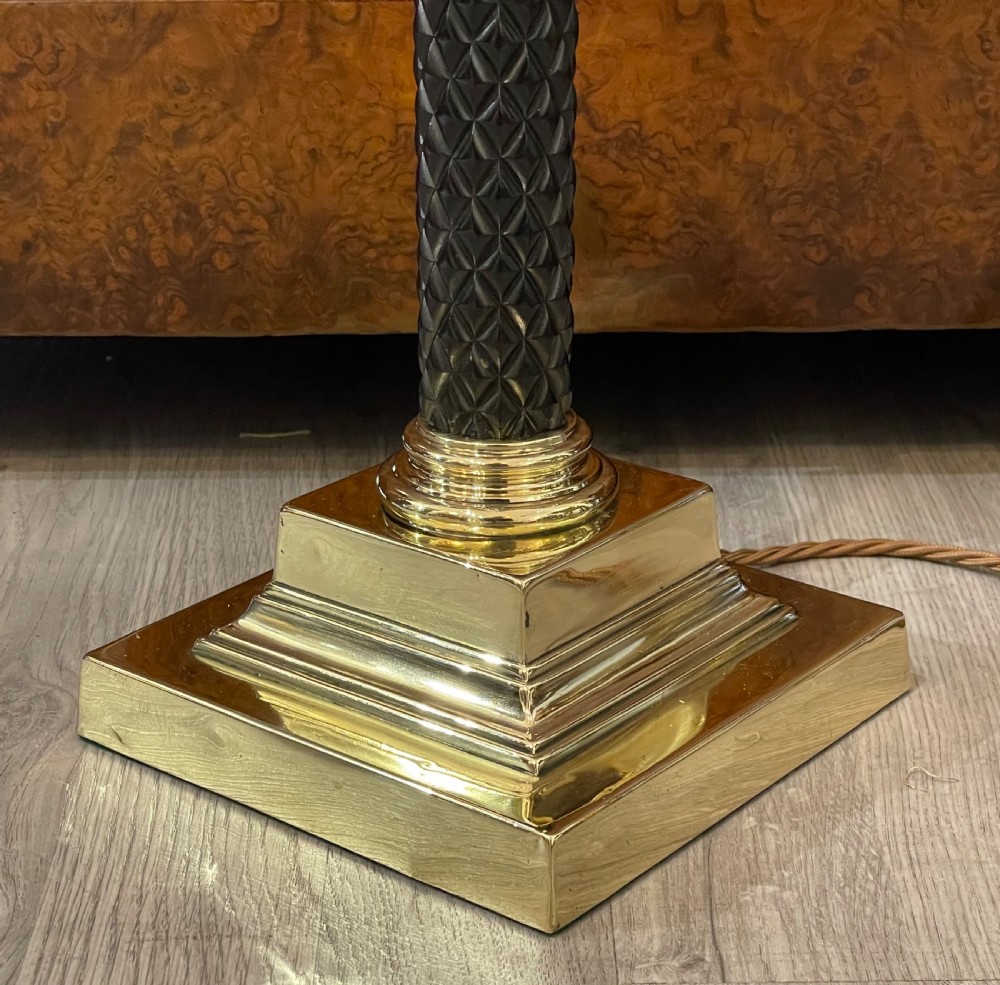 Stunning Edwardian Brass and Ebony Table Lamp View III