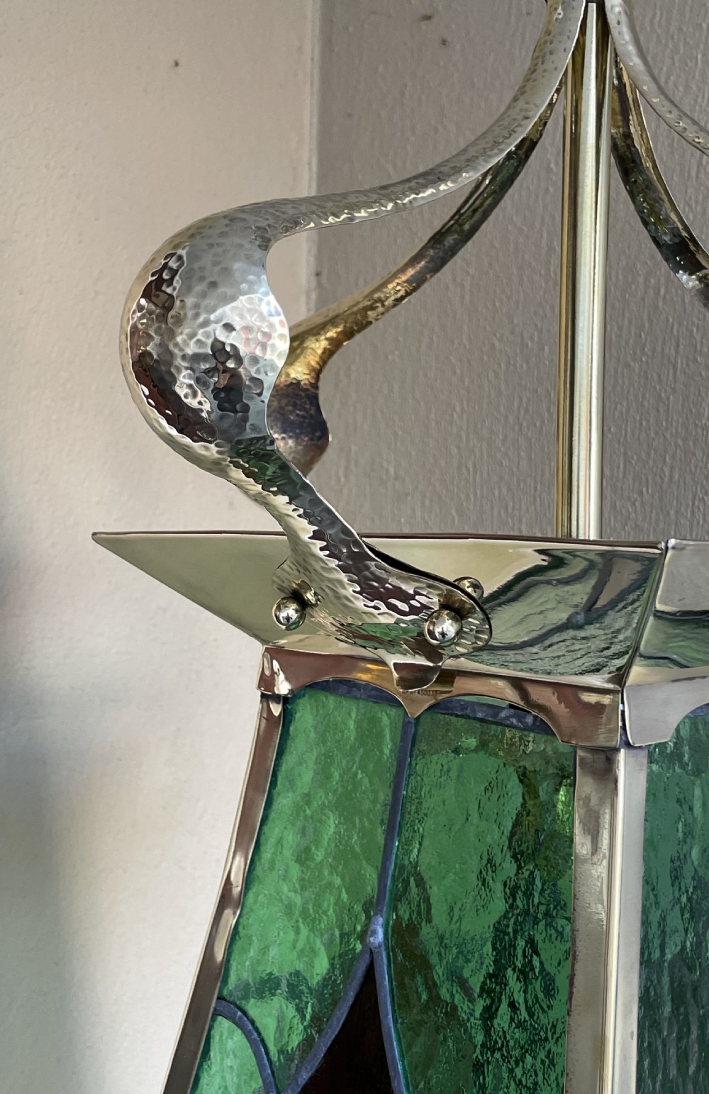 Arts & Crafts Brass Hall Hanging Lantern  View III