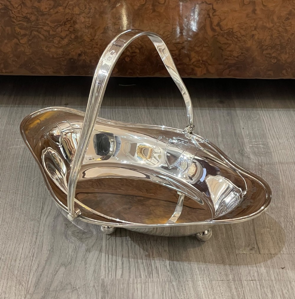 George V Silver Swing Handle Basket by William Hutton & Sons