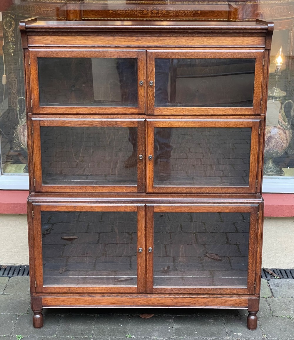 Edwardian Stacking Oak Barristers Bookcase by Minty