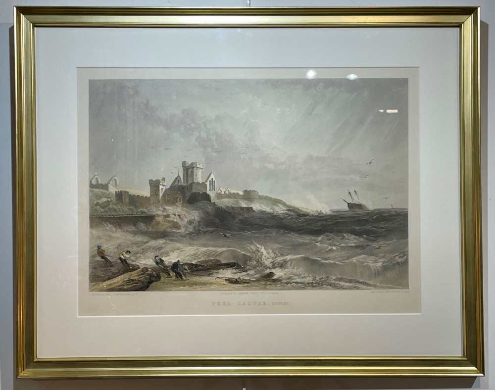 Lithograph of Peel Castle, Isle of Man by J Needham, Published 1857 