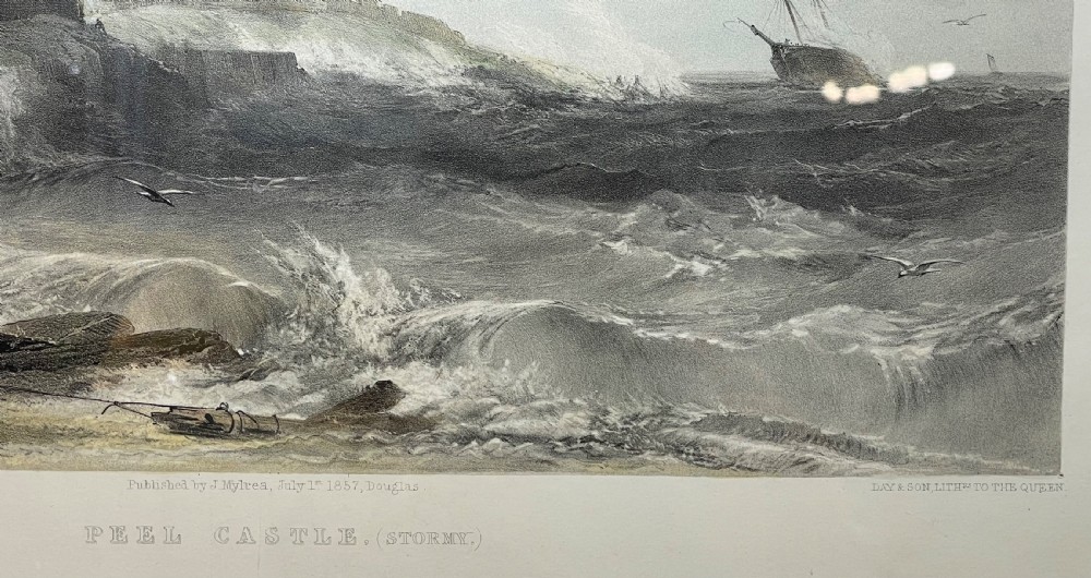 Lithograph of Peel Castle, Isle of Man by J Needham, Published 1857  View II