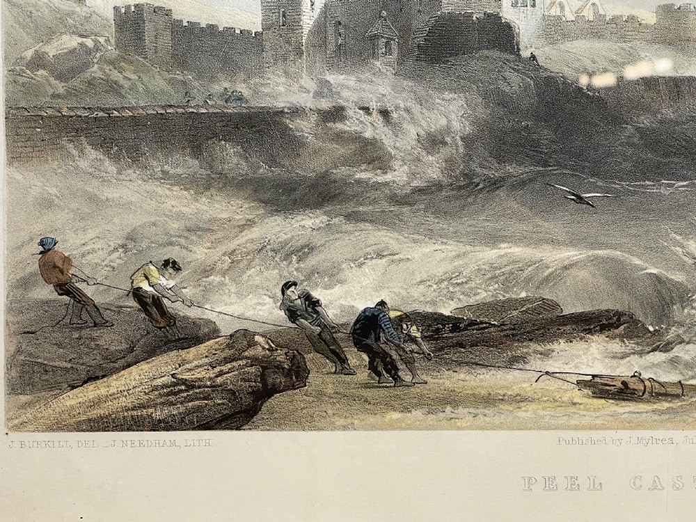 Lithograph of Peel Castle, Isle of Man by J Needham, Published 1857  View III