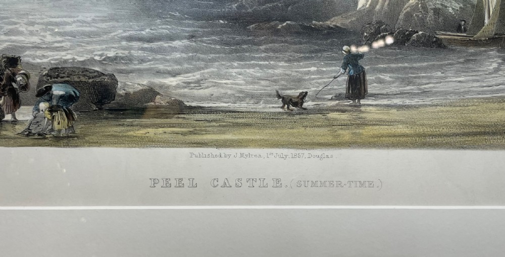 Lithograph of Peel Castle, Summertime, Isle of Man by J Needham, Published 1857  View III