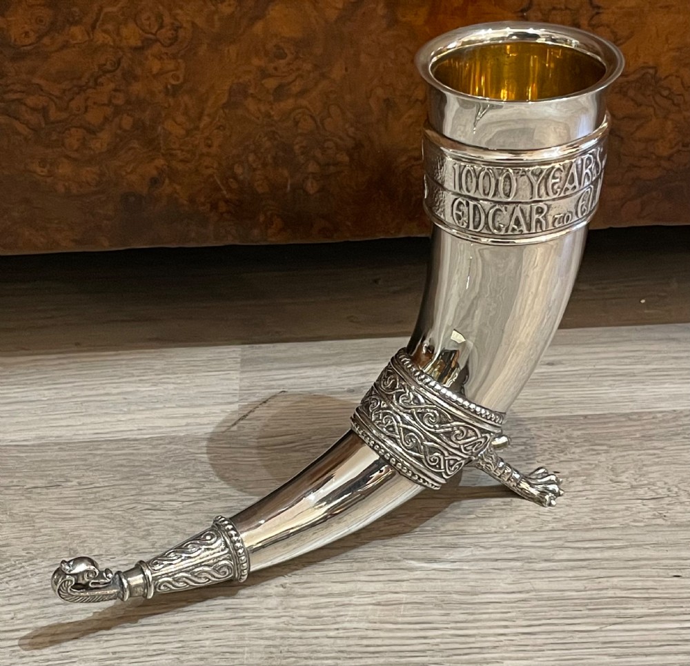 Replica Saxon Solid Silver Drinking Horn View V