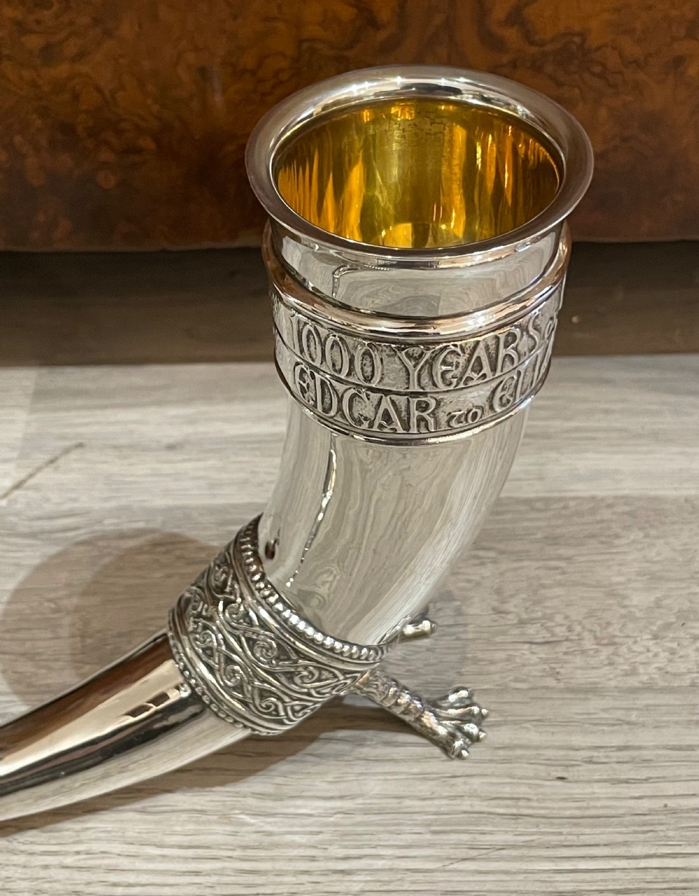 Replica Saxon Solid Silver Drinking Horn View VI