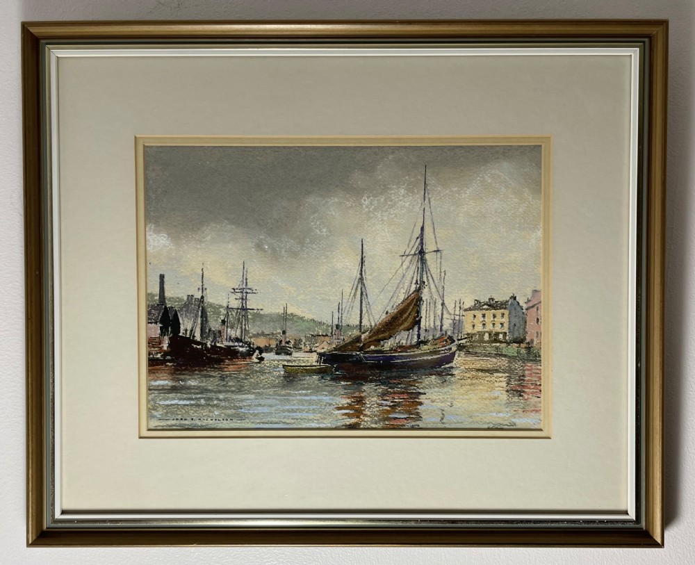 John Hobson Nicholson Pastel, Douglas Harbour, Isle of Man