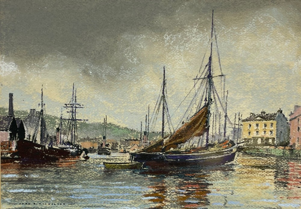John Hobson Nicholson Pastel, Douglas Harbour, Isle of Man View II