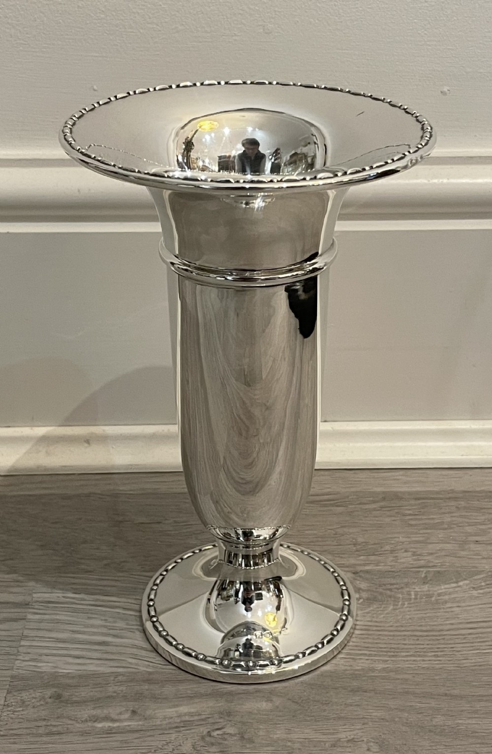 Large George V solid silver flower vase