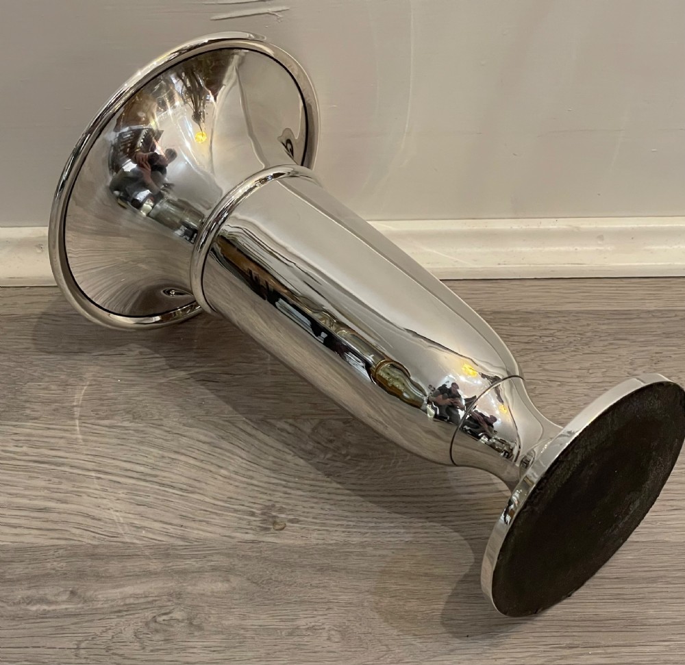 Large George V solid silver flower vase View II