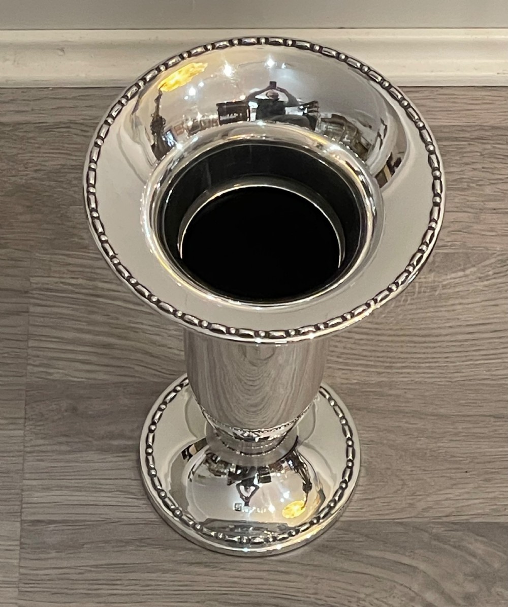 Large George V solid silver flower vase View III