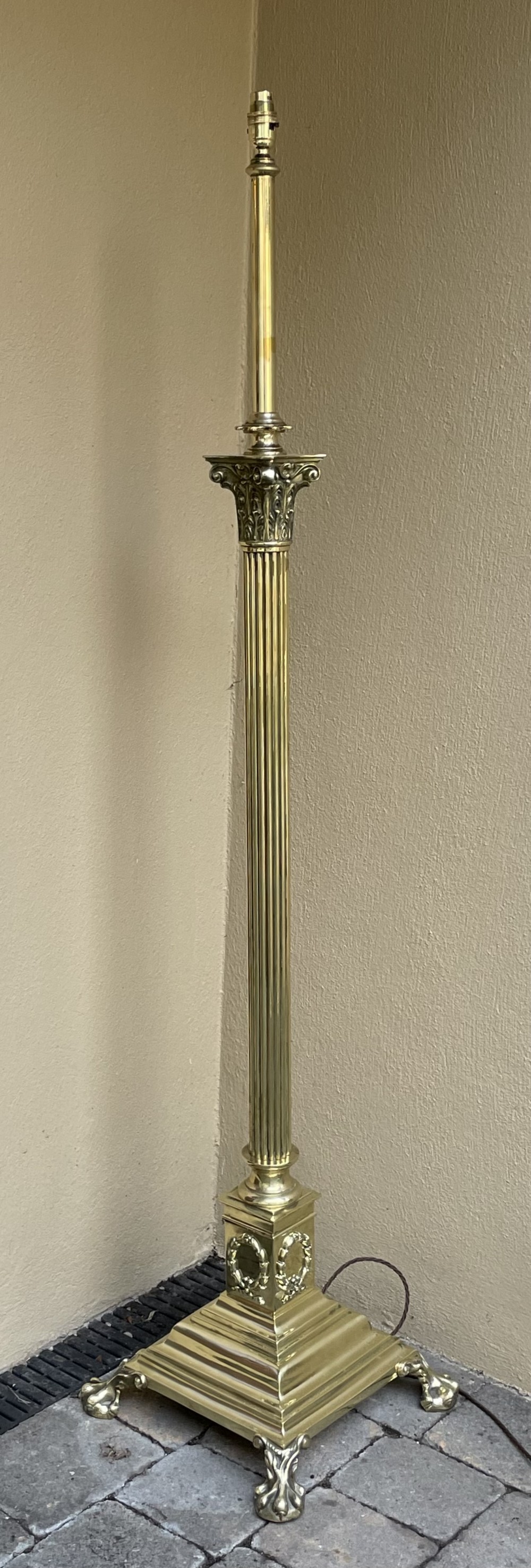 Victorian Brass Corinthian Column Standard Lamp